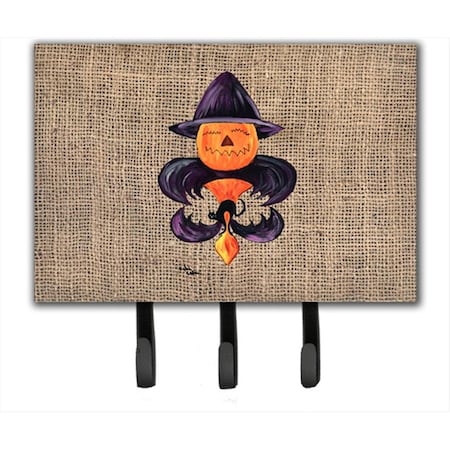Carolines Treasures Halloween Pumpkin Bat Fleur de lis Leash Holder or Key Hook 8748TH68